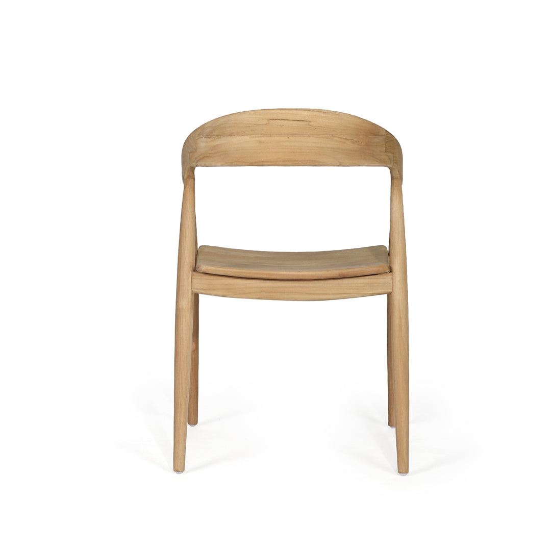 Back view of Rigby Armchair – Natural with continuous oak grain and rounded backrest.