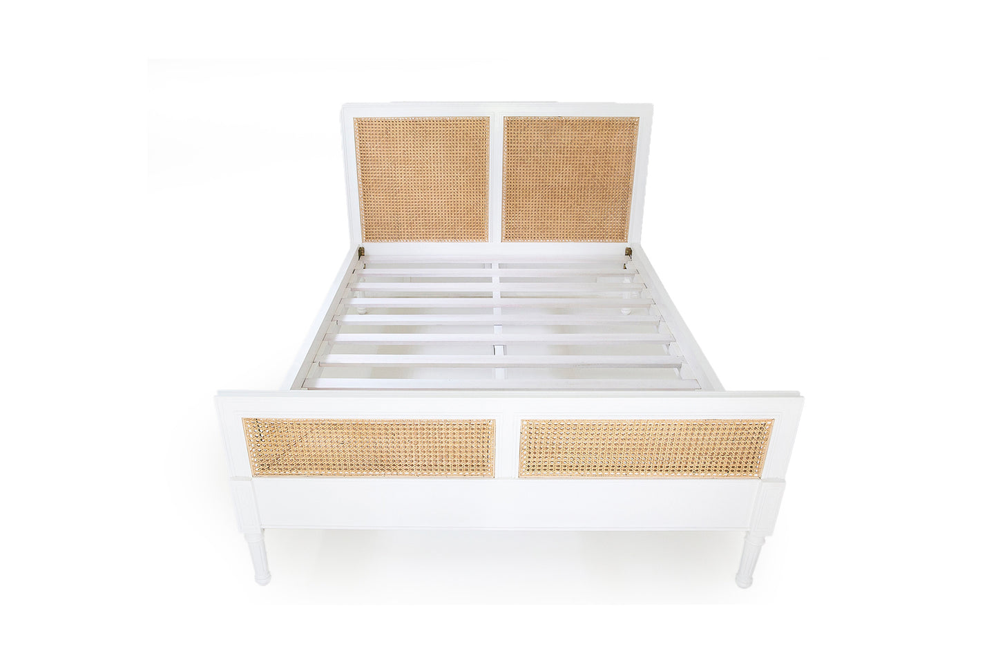 Hamilton Cane Bed - White - Double - With End - SEATONES