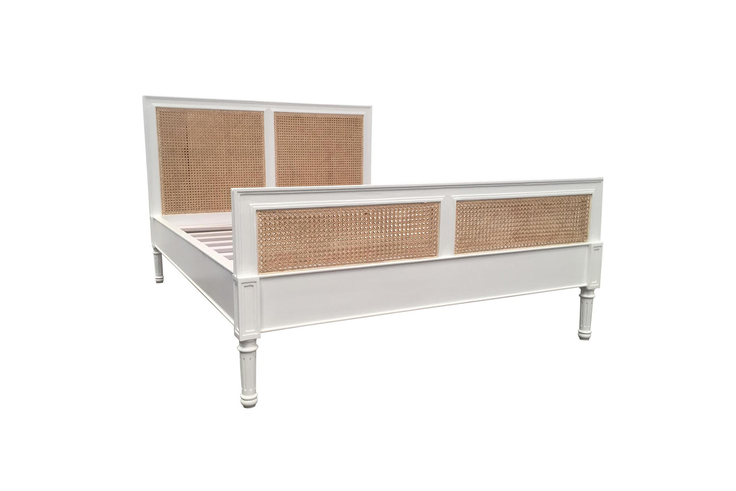 Hamilton Cane Bed - White - Double - With End - SEATONES
