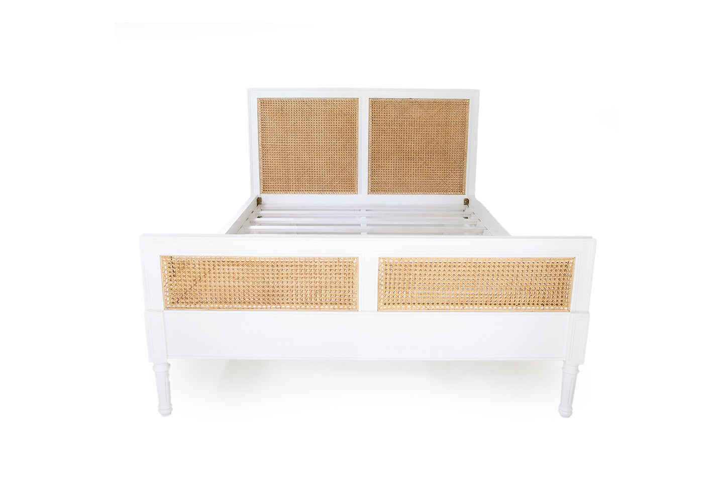 Hamilton Cane Bed - White - Double - With End - SEATONES