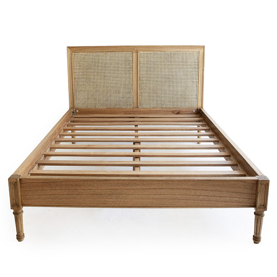 Hamilton Cane Bed - Weathered Oak - Queen - No End - SEATONES