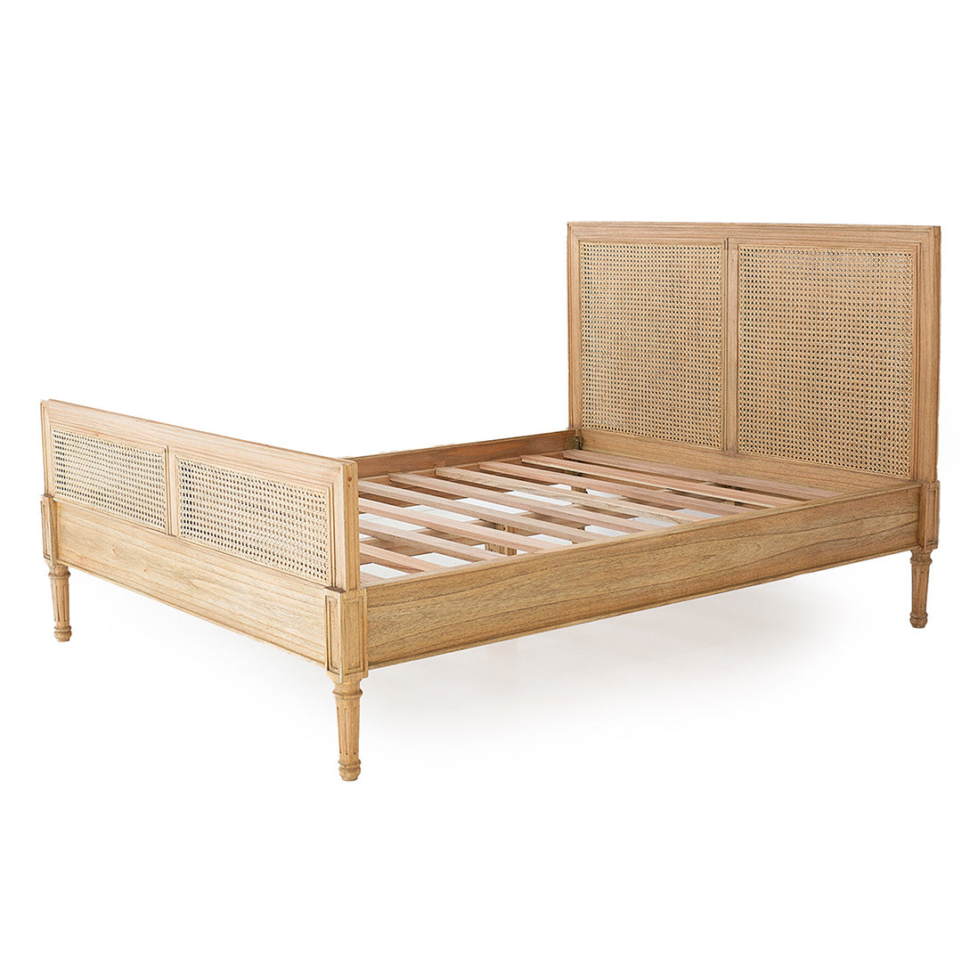 Hamilton Cane Bed - Weathered Oak - Queen - SEATONES