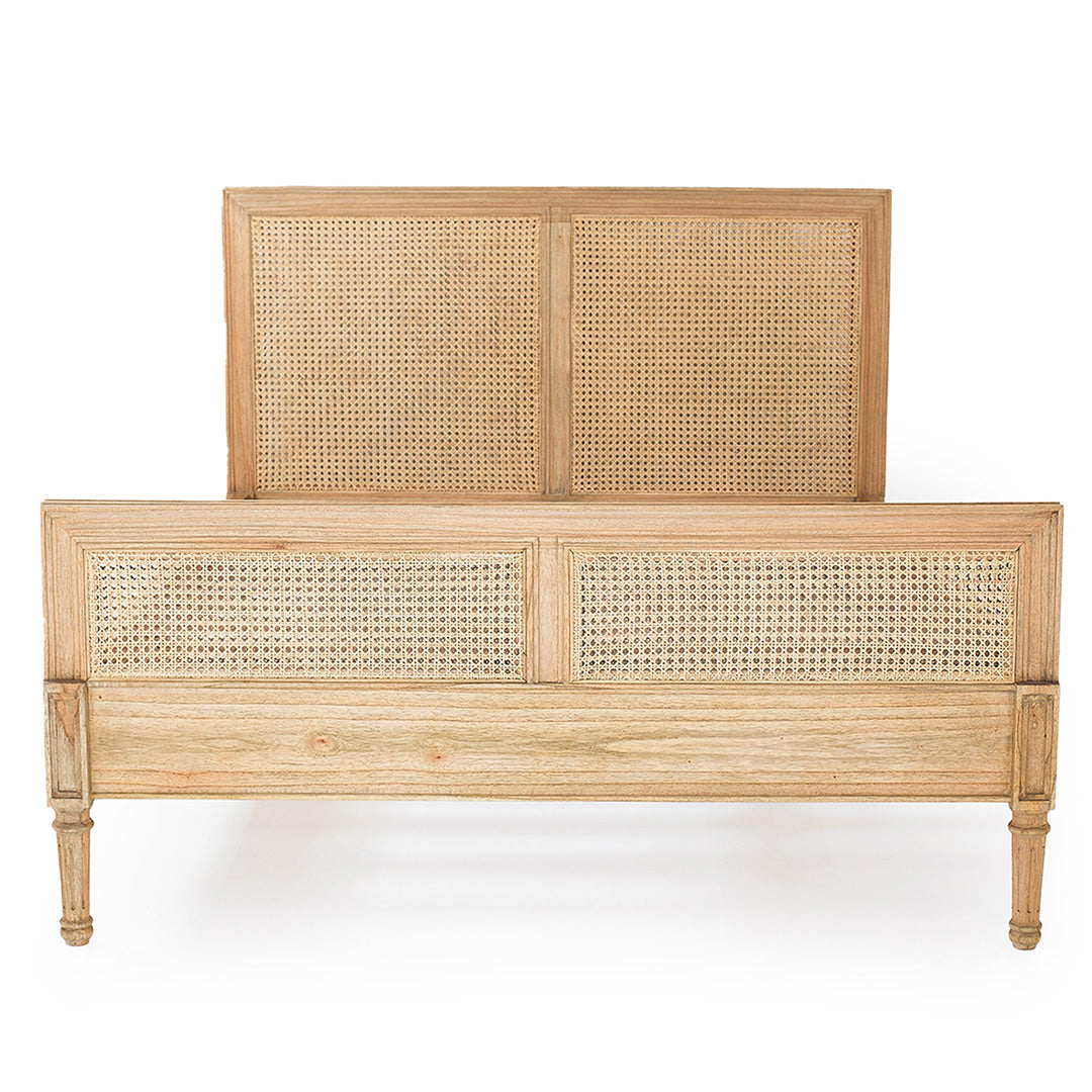 Hamilton Cane Bed - Weathered Oak - Queen - SEATONES