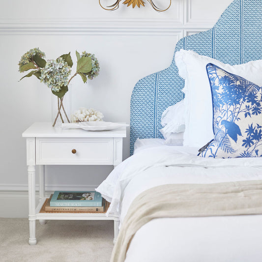 Hamilton Cane Bedside Table - 57cm White - SEATONES