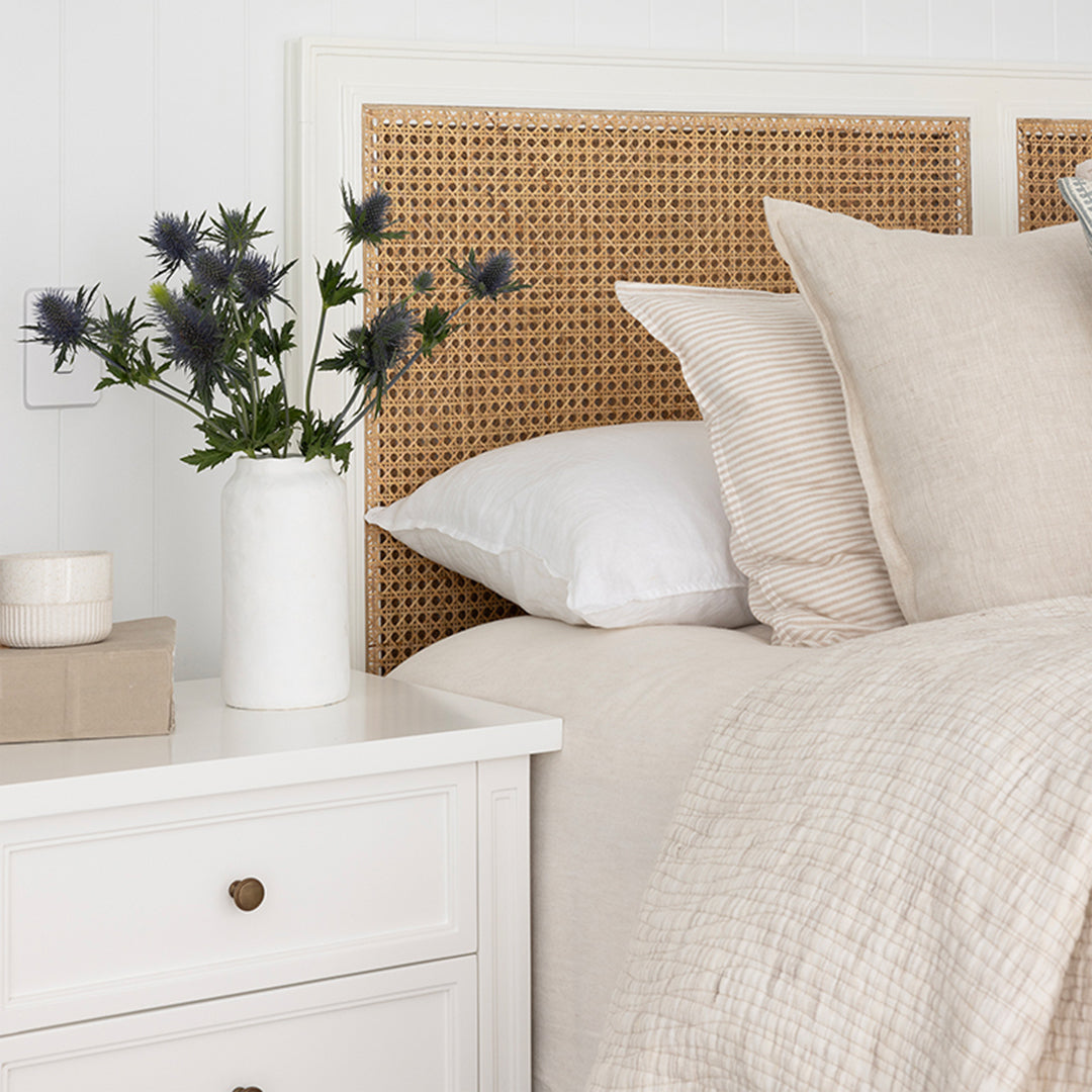 Hamilton Bedside Table - 3 Drawer - White - SEATONES