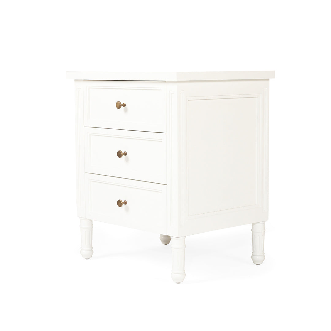 Hamilton Bedside Table - 3 Drawer - White - SEATONES