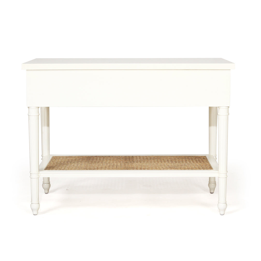 Hamilton Cane Bedside Table - White - 91cm Wide - SEATONES