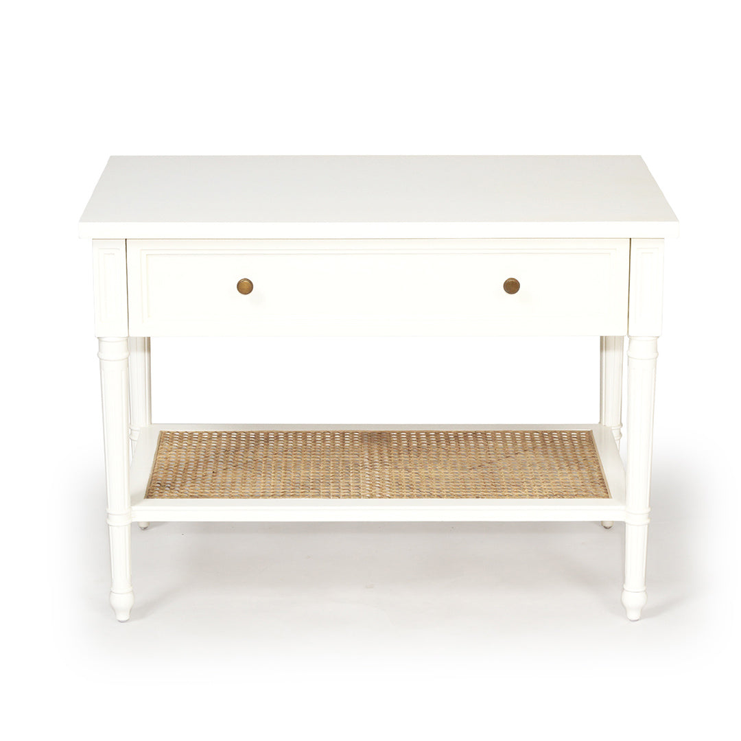 Hamilton Cane Bedside Table - White - 91cm Wide - SEATONES