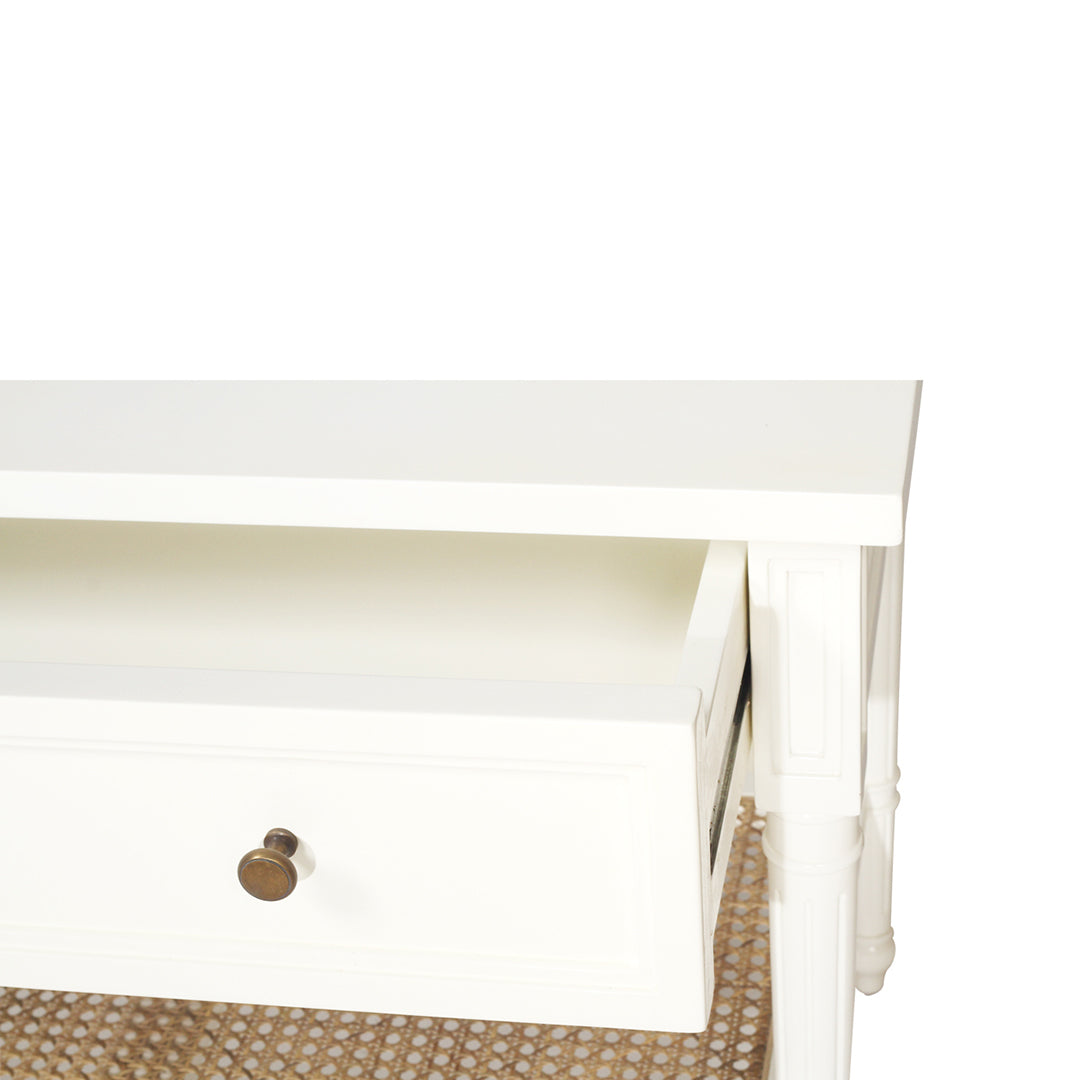 Hamilton Cane Bedside Table - White - 91cm Wide - SEATONES