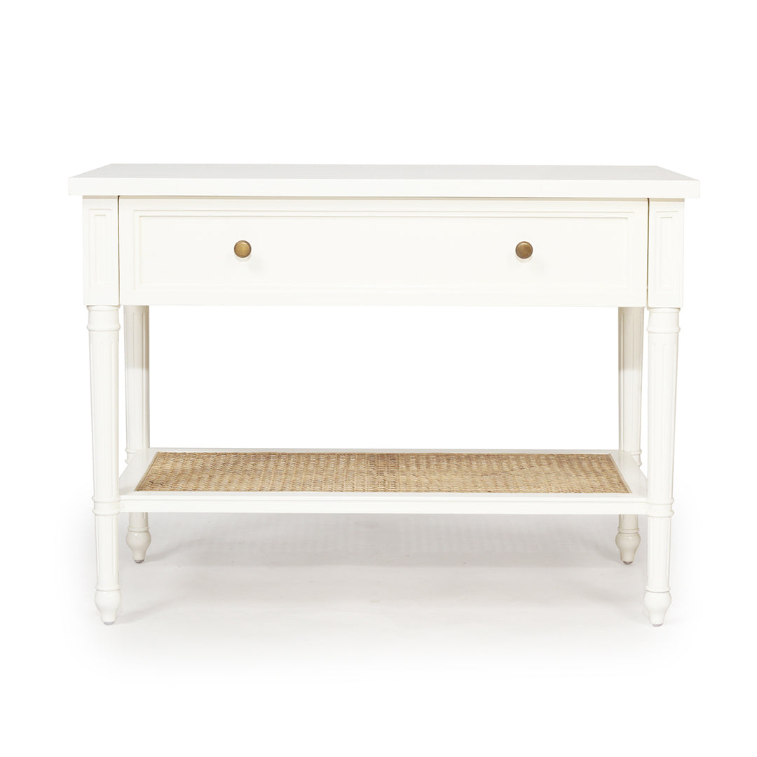 Hamilton Cane Bedside Table - White - 91cm Wide - SEATONES