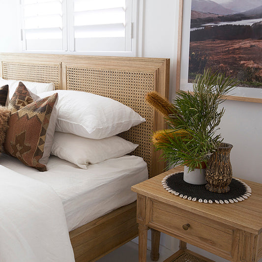 Hamilton Cane Bedside Table - 57cm Weathered Oak - SEATONES