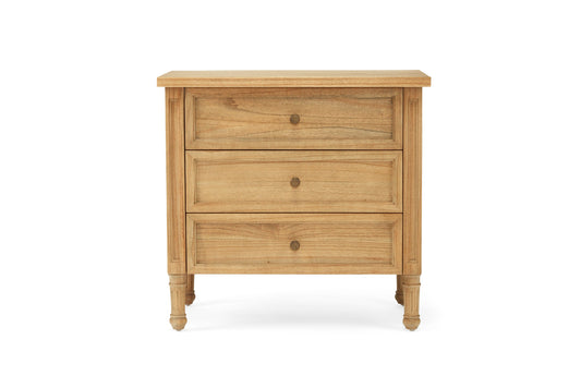 Hamilton Cane Bedside Table - Weathered Oak - 70cm - 3 Drawer - SEATONES