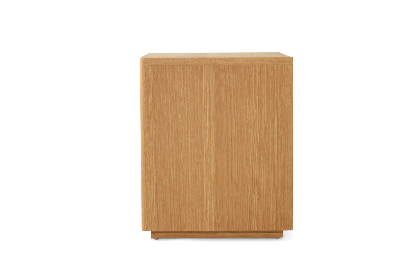 Side view of Harlow Bedside Table – Natural in solid oak timber with clean minimalist design