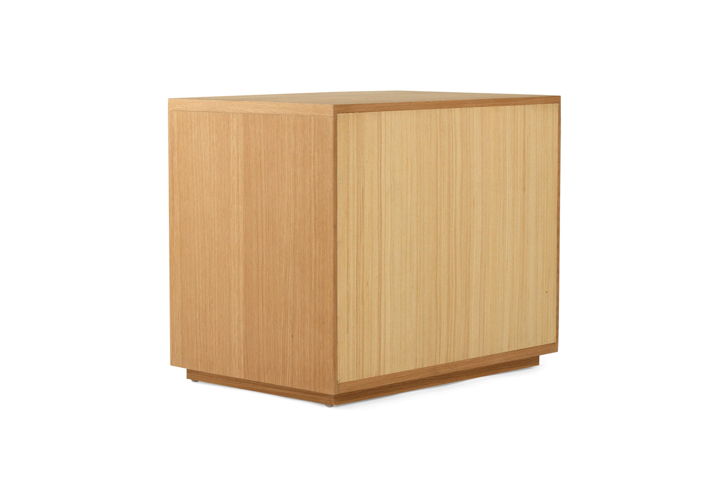 Rear angled view of Harlow Bedside Table – Natural showcasing smooth timber back panel
