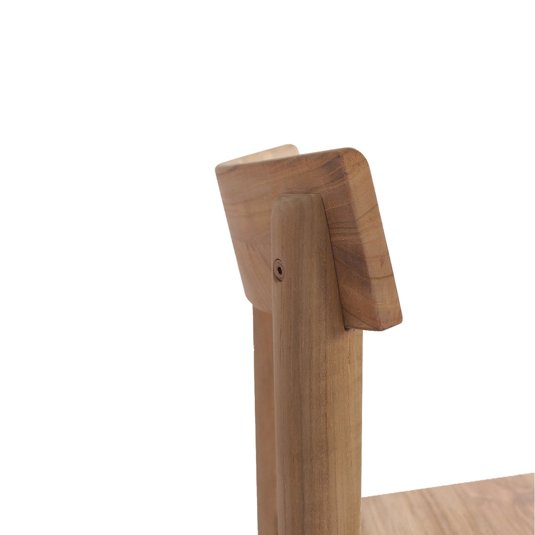 Side angle detail of Jude Dining Chair – Natural showing curved ergonomic backrest