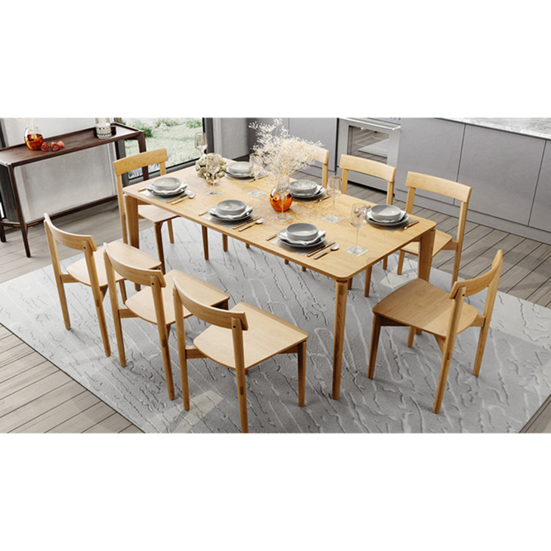 Overhead view of Jude Dining Chairs – Natural around matching dining table styled with tableware