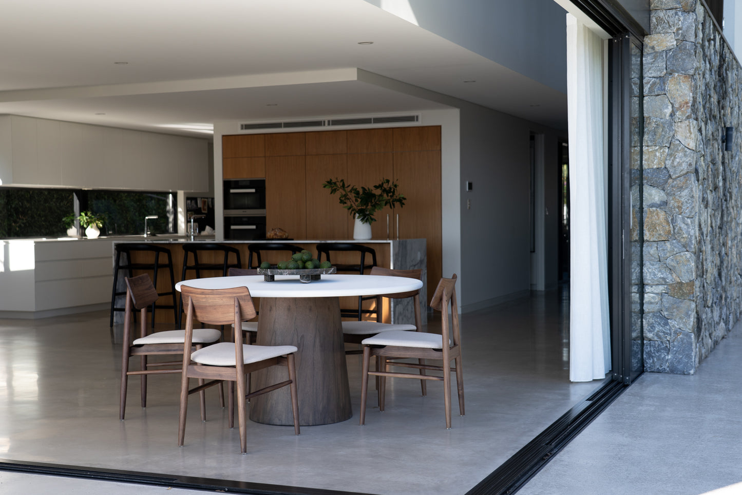 Harlow Dining Chair - Walnut with Linen Seat