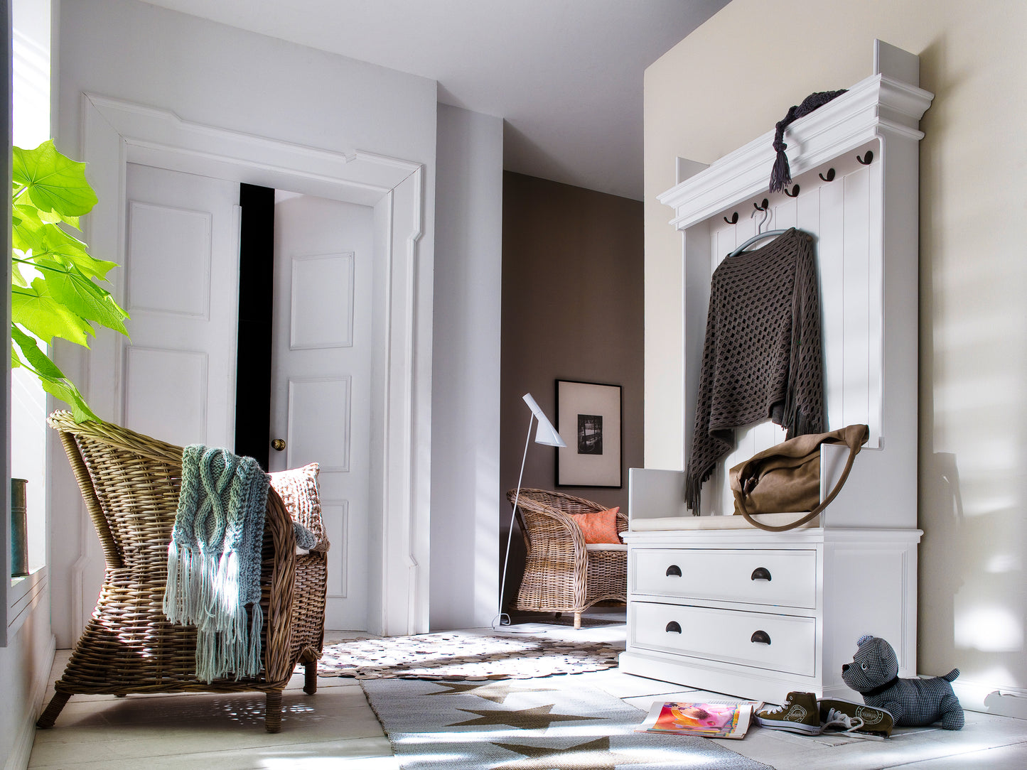 Halifax Entryway Coat Rack & Bench Unit - SEATONES