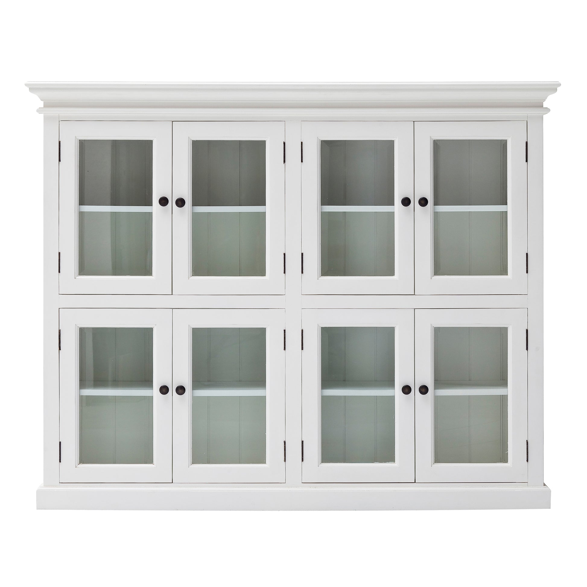 NovaSolo Halifax white wooden pantry with 8 glass doors