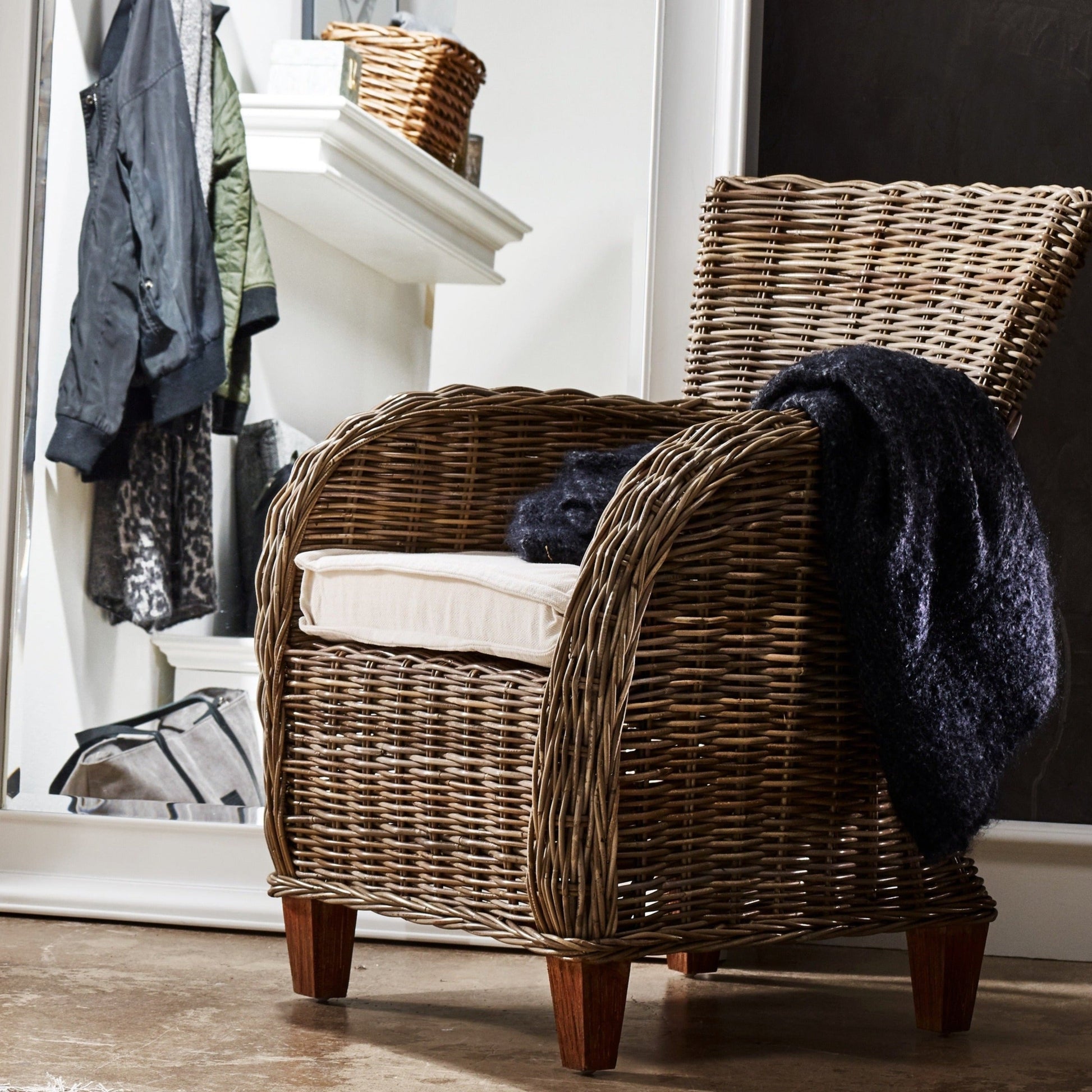 NovaSolo Wickerworks Baroness chair (set of 2) made from kubu rattan and mahogany.
