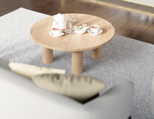 Orbix round wooden coffee table in natural ash finish