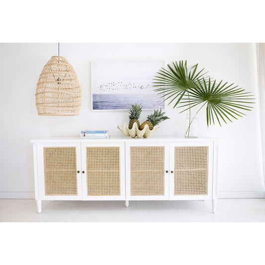 Hamilton Cane Four Door Sideboard - White - SEATONES