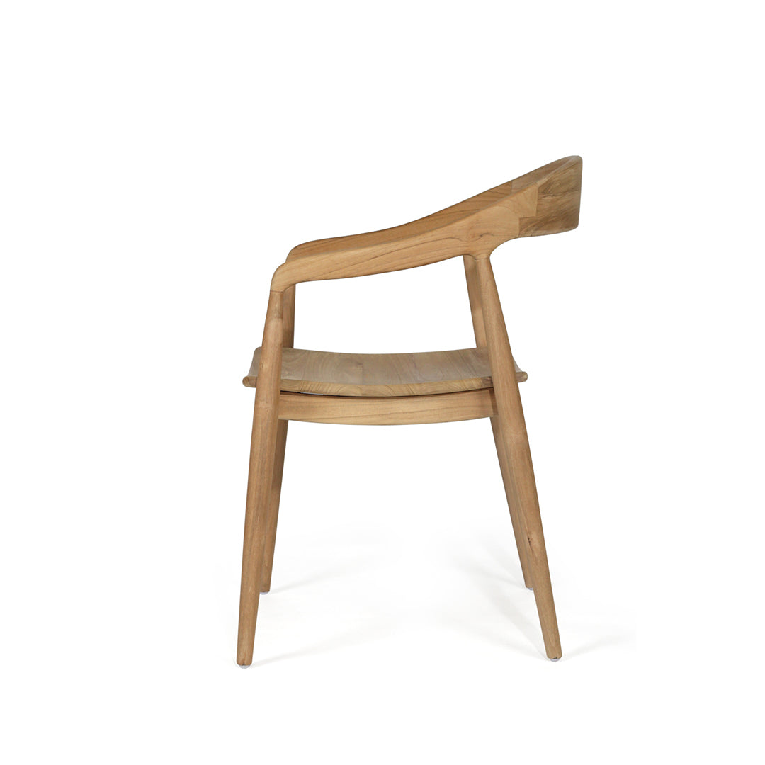 Side profile of Rigby Armchair – Natural showing slim frame and ergonomic seat design.
