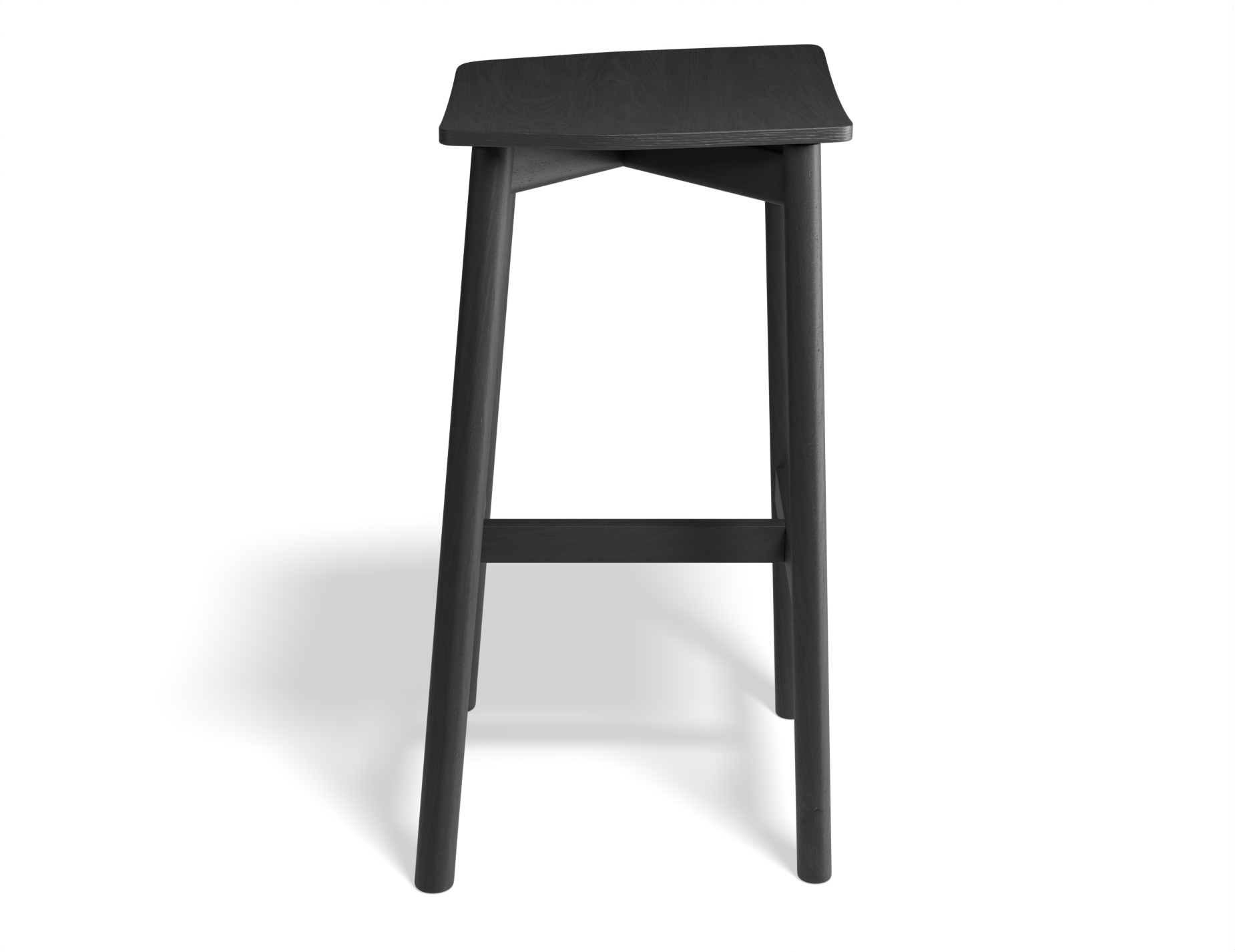 Side view of Andi Backless Bar Stool - Black - 66 cm Seat Height, isolated on a white background, highlighting clean back profile, solid wood frame, horizontal support bar, and minimalist Scandinavian design.