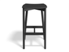 Front view of Andi Backless Bar Stool - Black - 75 cm Seat Height, isolated on a white background, highlighting minimalist Scandinavian design, matte black wood finish, contoured seat, and sturdy footrest.