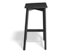 Side view of Andi Backless Bar Stool - Black - 75 cm Seat Height, isolated on a white background, highlighting clean back profile, solid wood frame, horizontal support bar, and minimalist Scandinavian design.