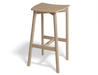 Angled side view of Andi Backless Bar Stool - Natural - 75 cm Seat Height, highlighting tapered legs, integrated footrest, and natural wood grain texture in a clean, modern silhouette.