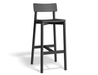 Three-quarter front view of Andi Bar Stool - Black - 66 cm Seat Height, isolated, showcasing ergonomic seat, angled backrest, and refined craftsmanship.