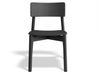 Front view of Andi Dining Chair Black isolated on white background, showcasing simple silhouette, curved backrest, and solid wood craftsmanship.
