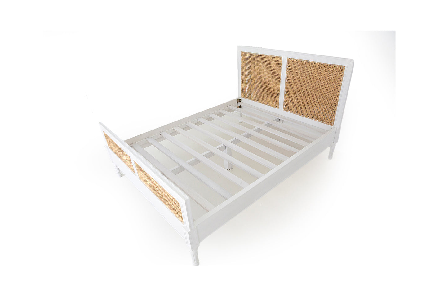 Hamilton Cane Bed - White - Double - With End - SEATONES