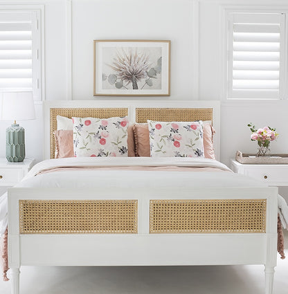 Hamilton Cane Bed - White - Queen - SEATONES