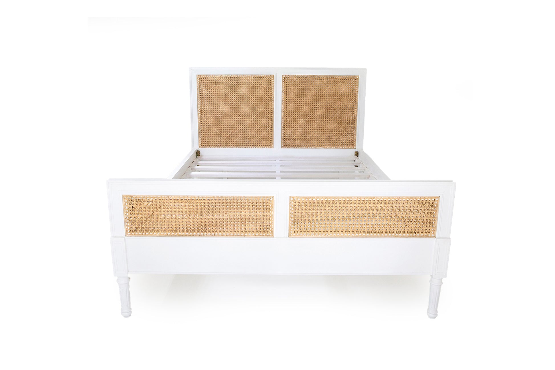 Hamilton Cane Bed - White - Double - With End - SEATONES