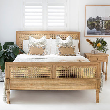 Hamilton Cane Bed - Weathered Oak - Queen - SEATONES