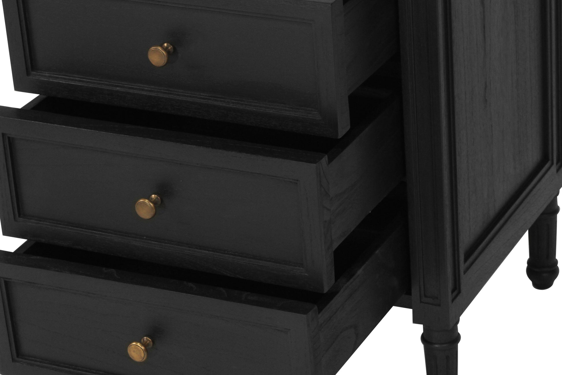 Hamilton Cane Bedside Table - 57cm - Black - 3 Drawer - SEATONES