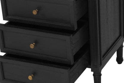 Hamilton Cane Bedside Table - 57cm - Black - 3 Drawer - SEATONES