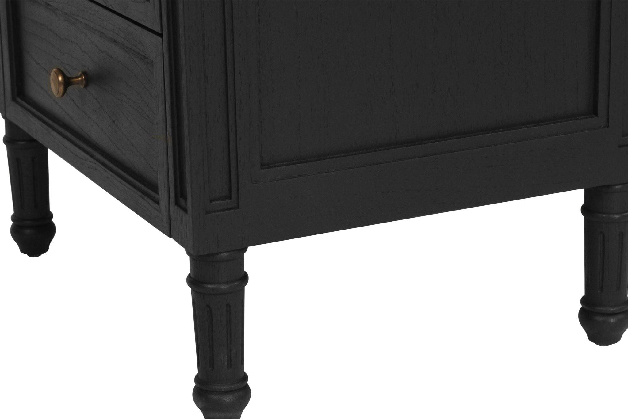 Hamilton Cane Bedside Table - 57cm - Black - 3 Drawer - SEATONES