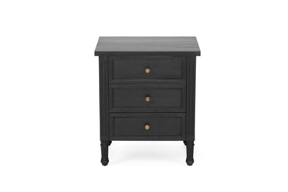 Hamilton Cane Bedside Table - 57cm - Black - 3 Drawer - SEATONES