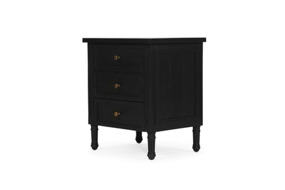 Hamilton Cane Bedside Table - 57cm - Black - 3 Drawer - SEATONES