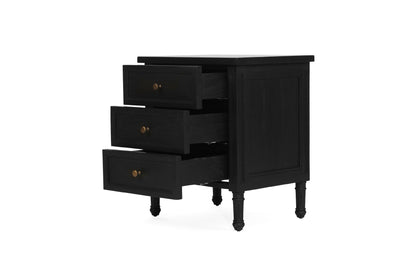 Hamilton Cane Bedside Table - 57cm - Black - 3 Drawer - SEATONES