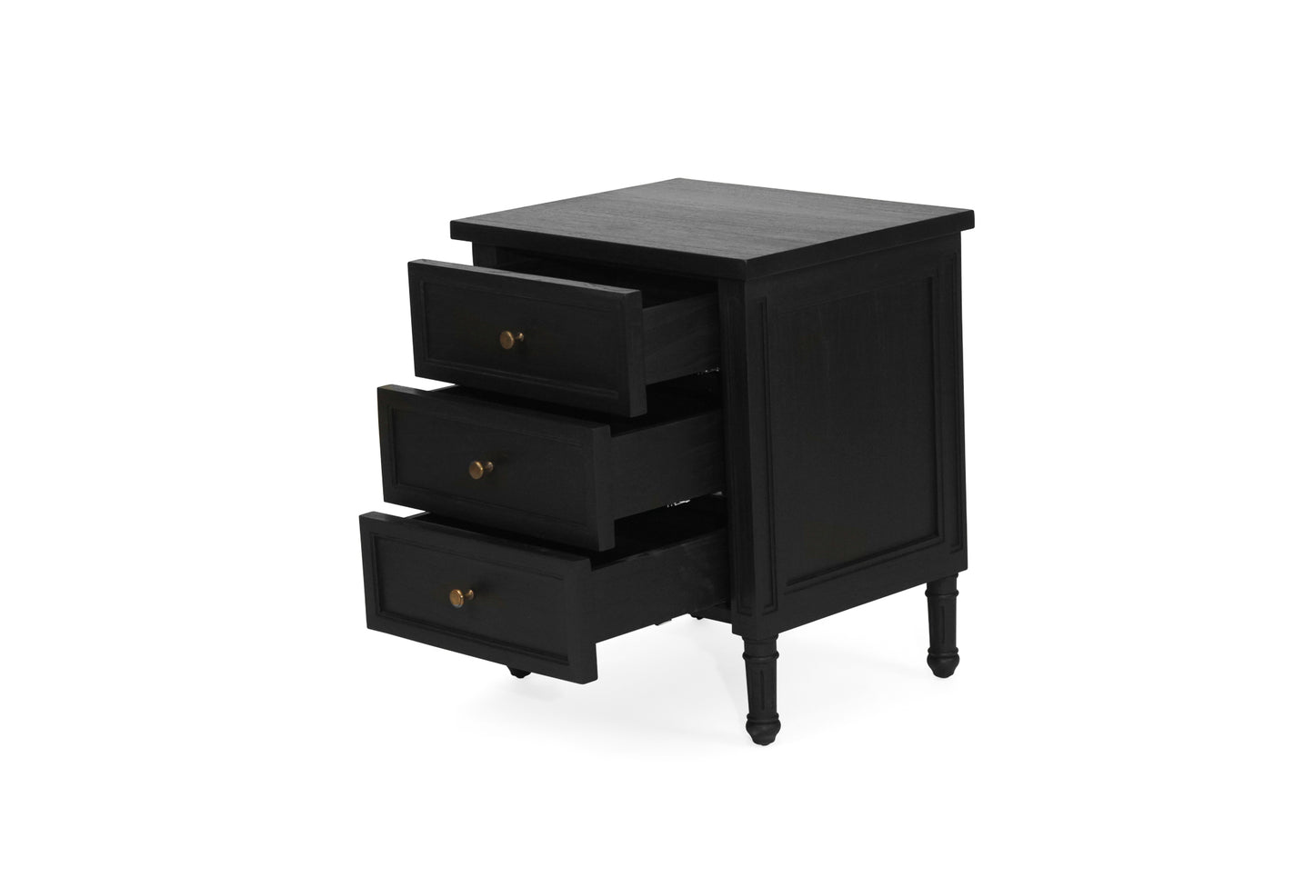 Hamilton Cane Bedside Table - 57cm - Black - 3 Drawer - SEATONES
