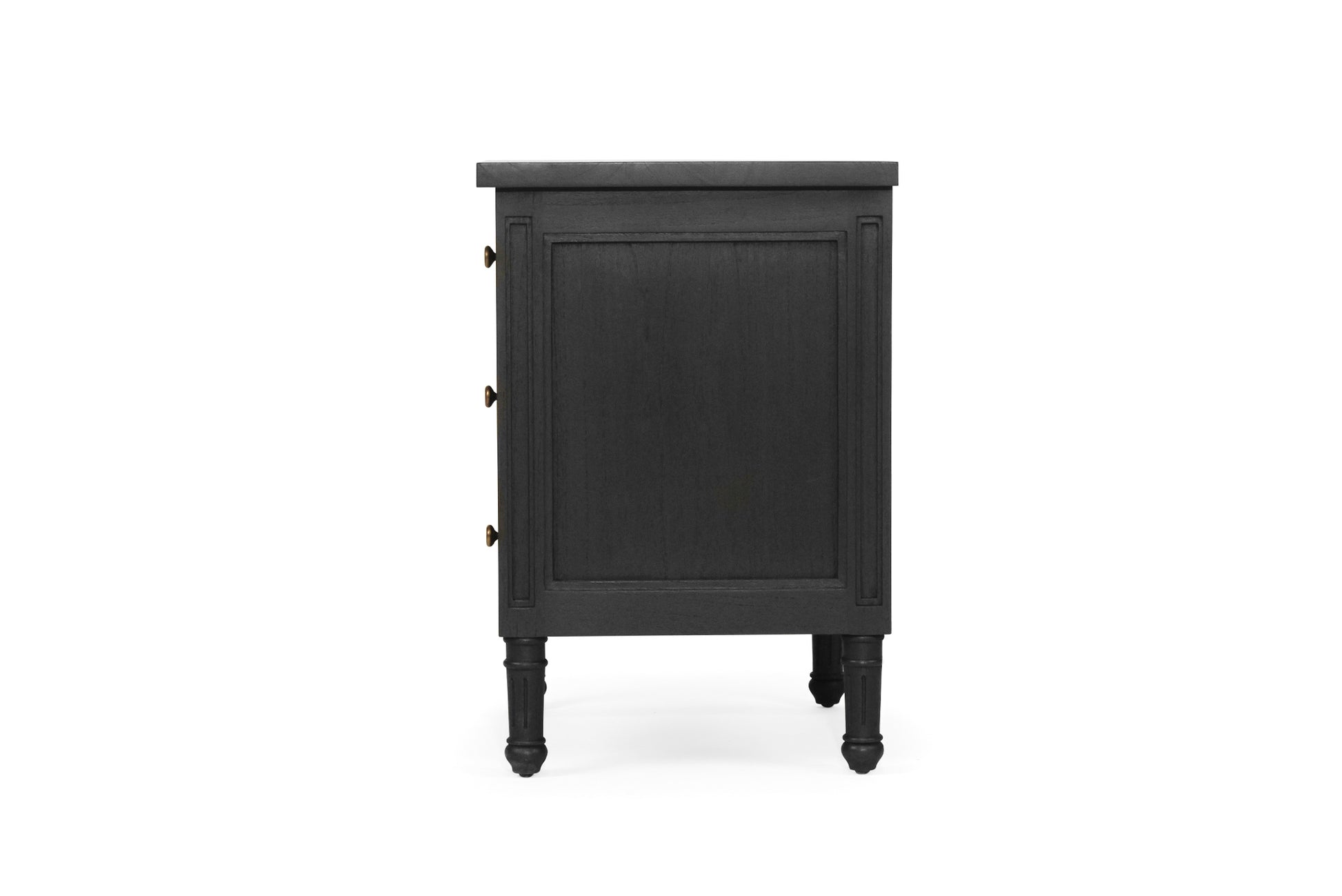 Hamilton Cane Bedside Table - 57cm - Black - 3 Drawer - SEATONES