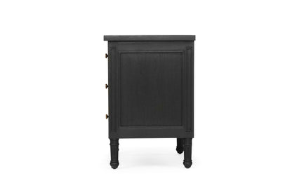 Hamilton Cane Bedside Table - 57cm - Black - 3 Drawer - SEATONES