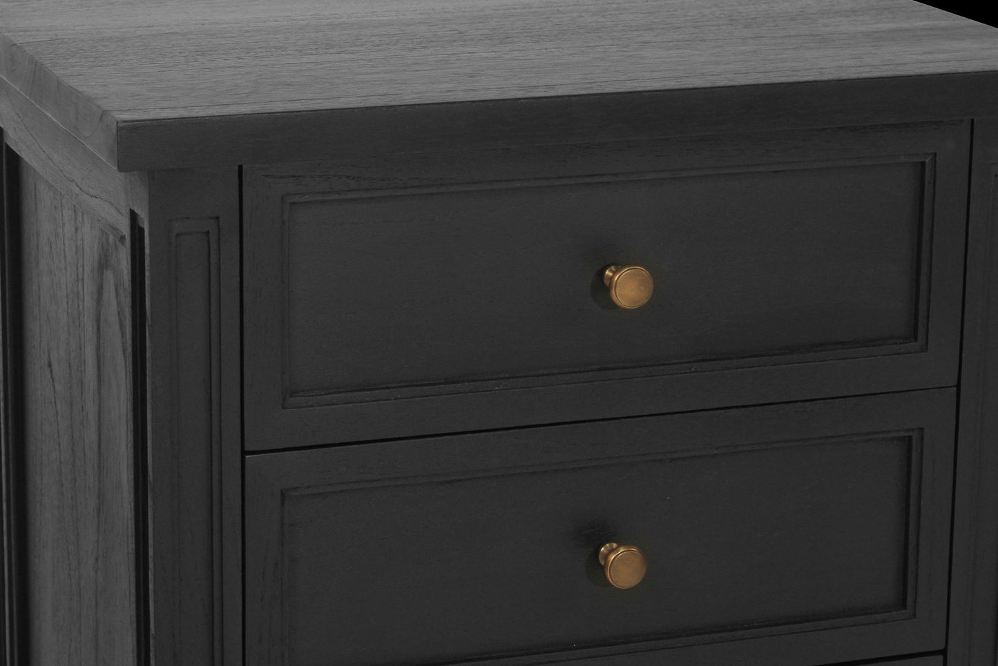 Hamilton Cane Bedside Table - 57cm - Black - 3 Drawer - SEATONES
