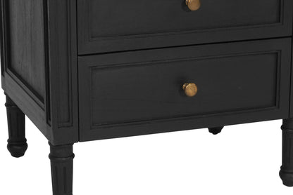 Hamilton Cane Bedside Table - 57cm - Black - 3 Drawer - SEATONES
