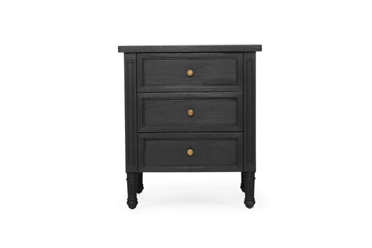 Hamilton Cane Bedside Table - 57cm - Black - 3 Drawer - SEATONES