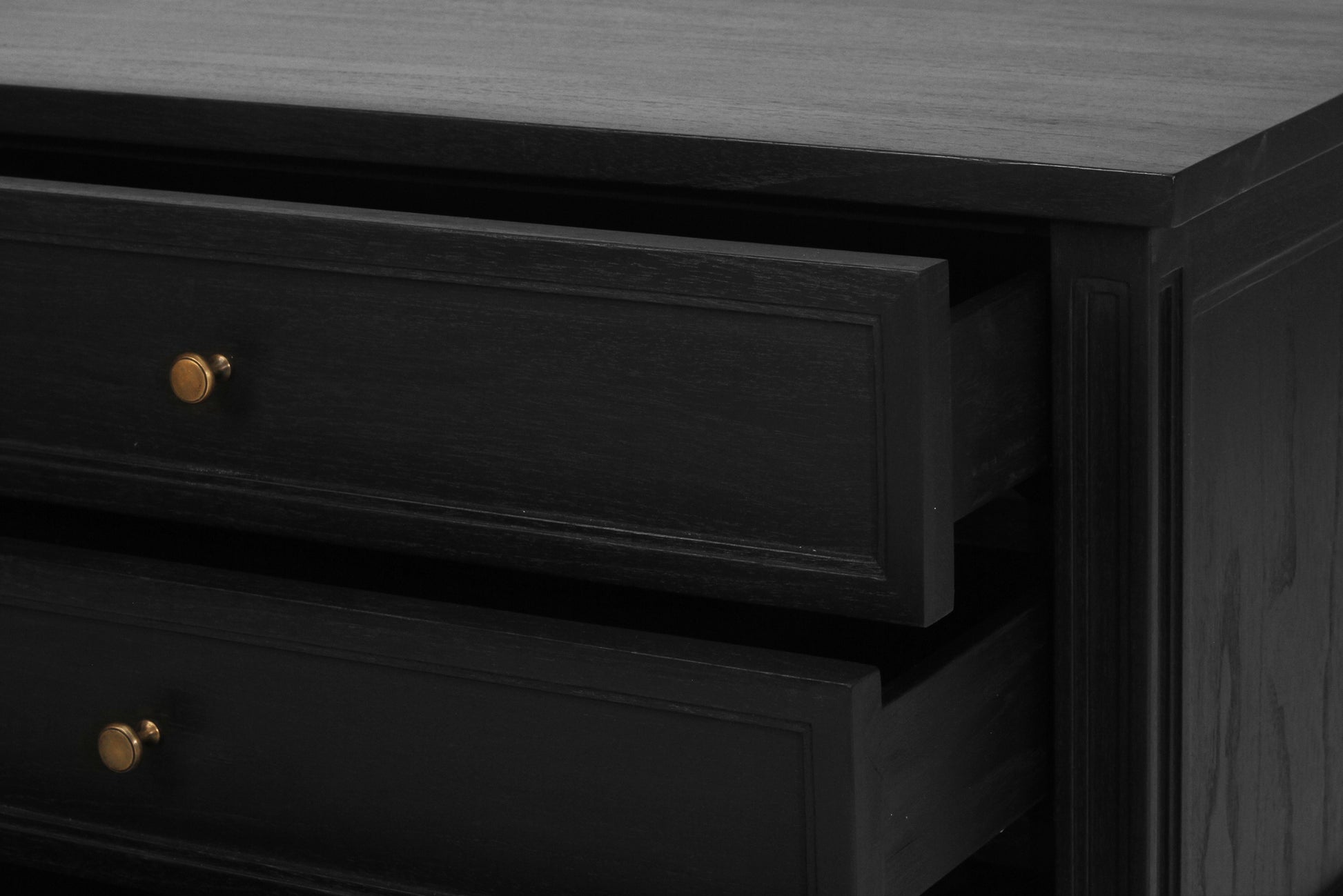 Hamilton Cane Bedside Table - 91cm - Black - 3 Drawer - SEATONES